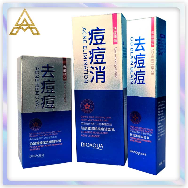 کیت درمانی ضد جوش اورژانسی بیوآکوا اورجینال 3 آیتم :فوم شستشوی صورت,سرم صورت, کرم نقطه ای( Original bioaqua emergency acne treatment kit 3 items: face wash foam, face serum, dot cream)